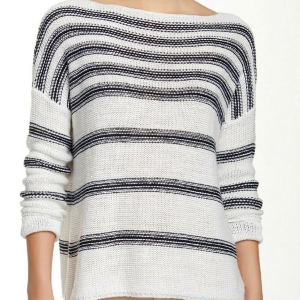 VINCE Textured Stripe Linen Sweater